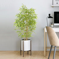 Albero di bambù artificiale Garvee da 4 piedi con tronco in legno e base in cemento per decorazioni interne ed esterne, verde, facile da mantenere