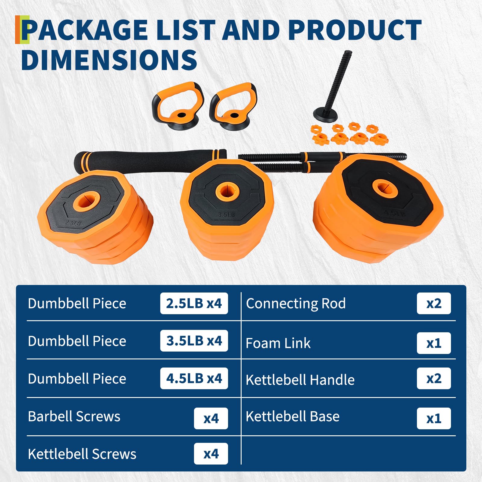 Set Manubri Regolabili Garvee 4 in 1 da 44/66/88 Libbre - Ideale per Festa del Papà, Multifunzionale Casa, PVC Ergonomico Cambio Rapido