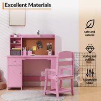 Set da scrivania per bambini Garvee con ripiano e cassetto per ragazzi e ragazze, dai 3 agli 8 anni, in legno, rosa, per l'apprendimento e la sala giochi
