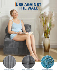 Divano letto pieghevole 3 in 1 Garvee con cuscini, supporto ergonomico per la guida, comfort in schiuma triturata, tessuto in velluto a coste, grigio, singolo, per soggiorno e camera da letto