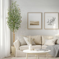 Albero di ulivo artificiale Garvee da 2,1 m con 2 tronchi di legno, 1152 foglie di seta, vaso in cemento bianco, decorazione per soggiorno, rami regolabili, verde realistico