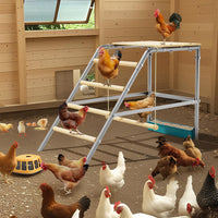 Garvee Chicken Perch con altalena e mangiatoia per pollaio e fattoria, 37,4"x18,9"x28", legno e metallo zincato, resistente