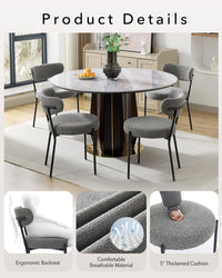 Set 2 sedute per Pranzo Garvee Mid Century Bouclé Viol e shinale regolabi Viol in metallo in schiuma ad alta densità Ergonomiche per sala da Pranzo Nero