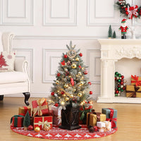 Albero di Natale Artificiale Garvee 90 cm con 78 LED Bianco Caldo - 8 Modalità Luce, Fibra Ottica, Effetto Gelo e Base Semicircolare