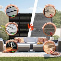 Garvee Metal Privacy Screen 72"x47" Robusta struttura in acciaio verniciato a polvere per giardino, terrazza e balcone, colore grigio