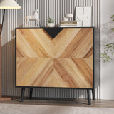 Garvee Mobiletto Da 80 cm Con Ripiani E Ante, Sideboard Moderno In Legno Particellare, Gambe In Pino, Per Soggiorno E Ingresso, Nero - Black+Walnut Grain