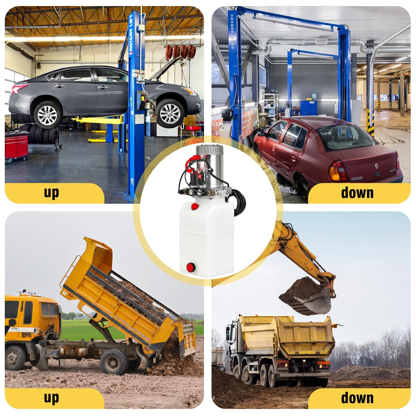 Unità Potenza Idraulica Doppio Effetto Garvee 12V 6L per Festa del Papà – Serbatoio Plastica Resistente, Avviamento Rapido per Rimorchi e Piattaforme Elevatrici