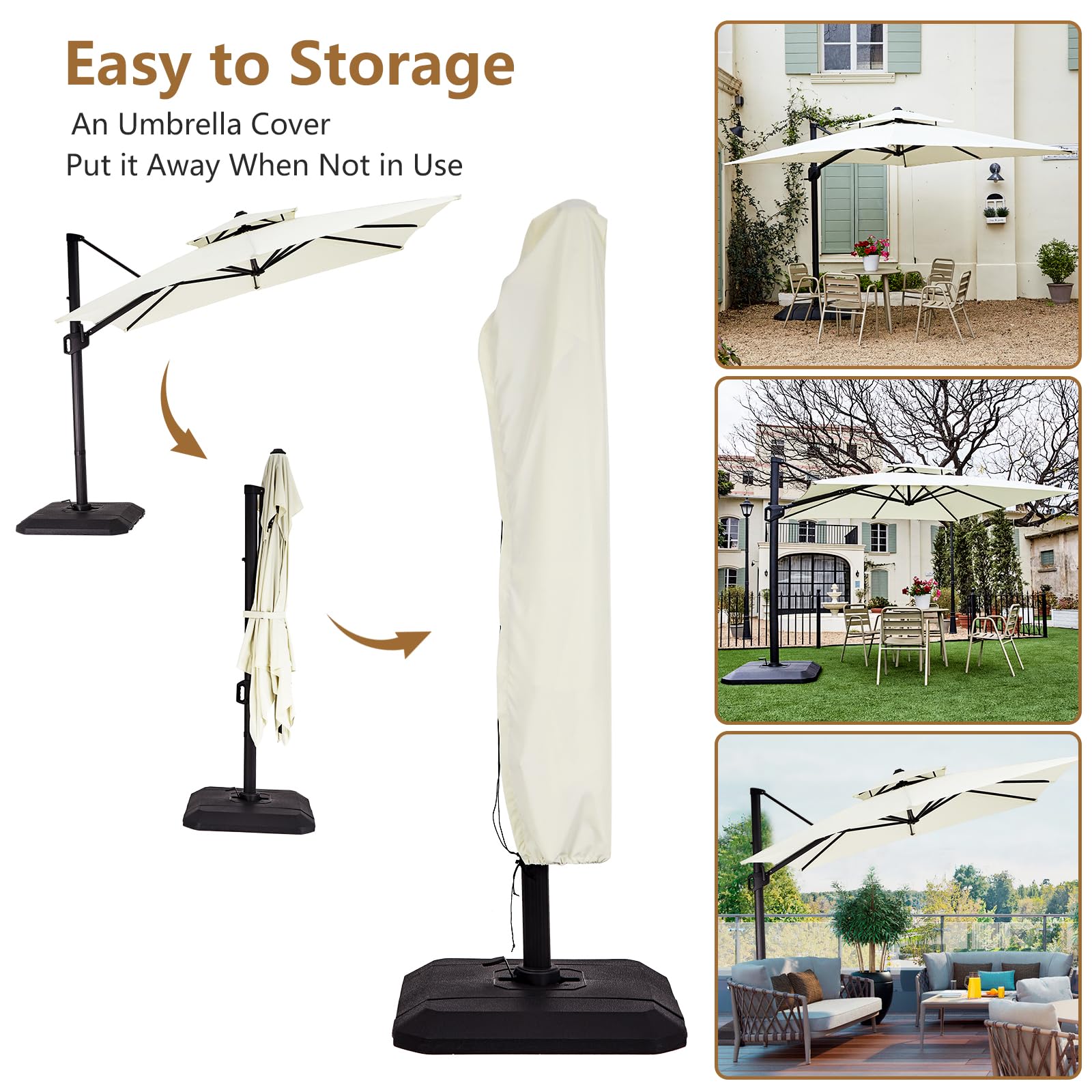Ombrellone in alluminio GARVEE 300 x 300 cm, beige