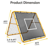 Rete da rimbalzo per calcio Garvee 4x4 piedi, angolo regolabile, doppia faccia, struttura in acciaio, rete in PE resistente alle intemperie, per allenamento di calcio in giardino