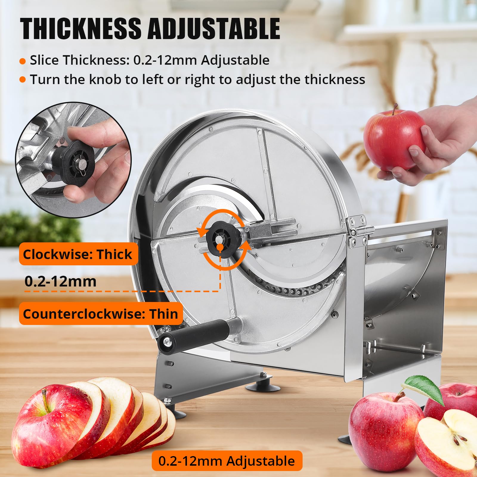 Affettatrice per verdure in acciaio inossidabile Garvee, regolabile, multifunzionale, 0,2 mm-10 mm, tagli precisi, affettatrice da cucina, antiruggine, spiralizzatore