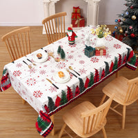 Garvee Nappe De Noël rettangolare 137x200 cm con motivo a spillo, venature del legno, cotone, facile da pulire, decorazione natalizia, runner da tavola festivo