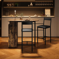Set tavolo e sedie da bar Garvee con piano semicircolare in stile retrò, ripiano a 3 livelli, sgabelli rivestiti in pelle per cucina e ufficio, compatto, moderno