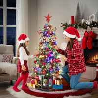 Albero di Natale artificiale Garvee, 1 pezzo - 4 piedi, 150 LED (bianco caldo e multicolore), 8 modalità di luce, base a forma di uccello a nove teste, fibra ottica