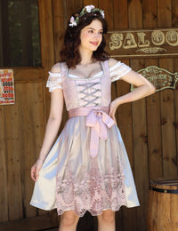 Garvee Dirndl - Abito tradizionale midi da donna, set completo da 3 pezzi per l'Oktoberfest, grigio, taglia 46