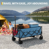 Carrello Spiaggia Pieghevole Garvee Festa del Papà | Ruota 7" Tutto Terrain, Acciaio 350 lb, Portabicchieri, 54x28.7x42", Robusto per Estate