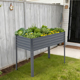 Orto rialzato in metallo con copertura protettiva per giardino e terrazza, design ergonomico, versatile, robusto - Grigio