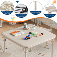 Set tavolo e sedie pieghevoli per bambini Garvee da 3 pezzi, pieghevole, sicuro, in similpelle, antiruggine, per sala giochi e asilo
