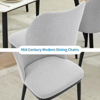 Garvee Set di 2 sedie da pranzo, rivestite in tessuto con gambe in legno, ergonomiche, moderne, grigie, per cucina e bar