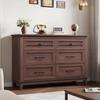 Cassettiera Garvee Farmhouse a 6 cassetti, in legno bianco, robusta, con ampio spazio di archiviazione per camera da letto, soggiorno, corridoio, 120x40,1x81,3 cm