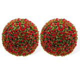 Garvee 17" palle di bosso artificiali, set di 2, materiale PE resistente alle intemperie e di facile manutenzione, per giardino, matrimonio, verde - Rosso
