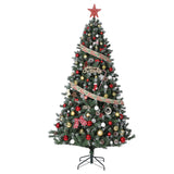 Garvee Albero di Natale Artificiale 220 cm con Effetto Neve e LED, Pigne Naturali, Montaggio Facile, Base Stabile Festivo Bianco