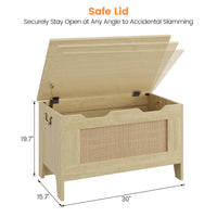 Scatola portaoggetti in legno Garvee con cerniera di sicurezza, coperchio a chiusura ammortizzata, stile fattoria, rovere naturale per soggiorno e sala giochi, capacità di carico di 350 libbre