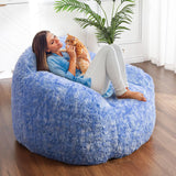Garvee Poltrona Sacco Morbida e Soffice per Adulti, Imbottita in Schiuma, Rivestimento in Peluche PV, Antiscivolo, Ideale per Soggiorno e Camera, 94x96x65 cm, Due Toni - Blue