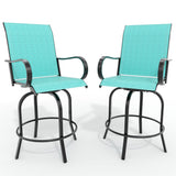 Garvee Set 2 Sgabelli Bar Girevoli da Esterno Tessuto Textilene Schienale Alto Braccioli Altezza Bar Patio Giardino Nero - Green