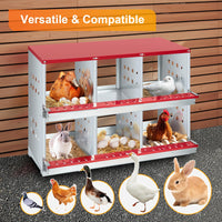 Nido per polli Garvee, 6 scomparti, acciaio zincato, ventilato, robusto, per polli e conigli nel pollaio, grande, metallo