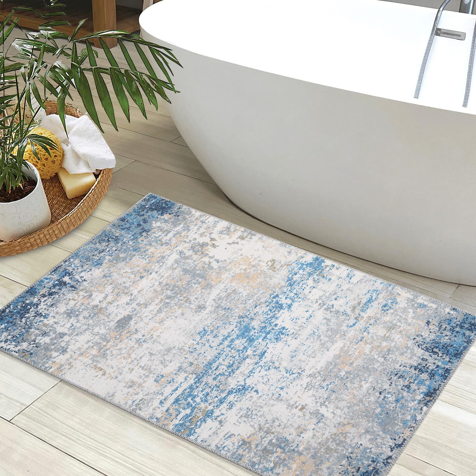 Tappeti astratti Garvee, tappeto grande lavabile dal design moderno per soggiorno, camera da letto, ufficio, 120x170 cm, grigio blu