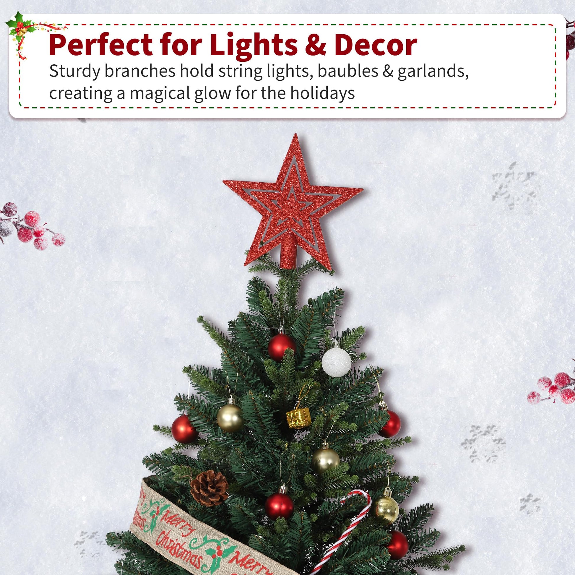 Albero di Natale Artificiale Garvee 210 cm PE/PVC con LED Risparmio Energetico per Grandi Stanze