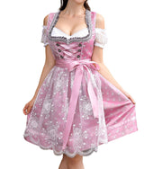 Garvee Dirndl - Abito tradizionale midi da donna, set da 3 pezzi con grembiule e camicetta per l'Oktoberfest, rosa vintage, taglia 40
