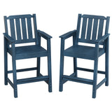 Garvee Set 2 Sedie Bar Alte Adirondack in HDPE, Resistente e Ergonomica, Giardino e Piscina, 22.8"L x 23.8"W x 47.6"H, Colori Vivaci - Navy Blue