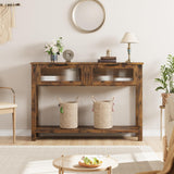 Tavolo Consolle Garvee Tavolino 2 Cassetti MDF Stile Country Soggiorno Ingresso 110x30x80 cm Bianco - Vintage