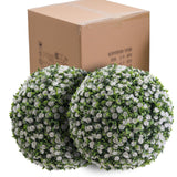 Garvee, palline di fiori artificiali da 17 pollici, set da 2, resistenti alle intemperie, facili da pulire, materiale PE, per giardino e matrimonio, verde - Come mostrato
