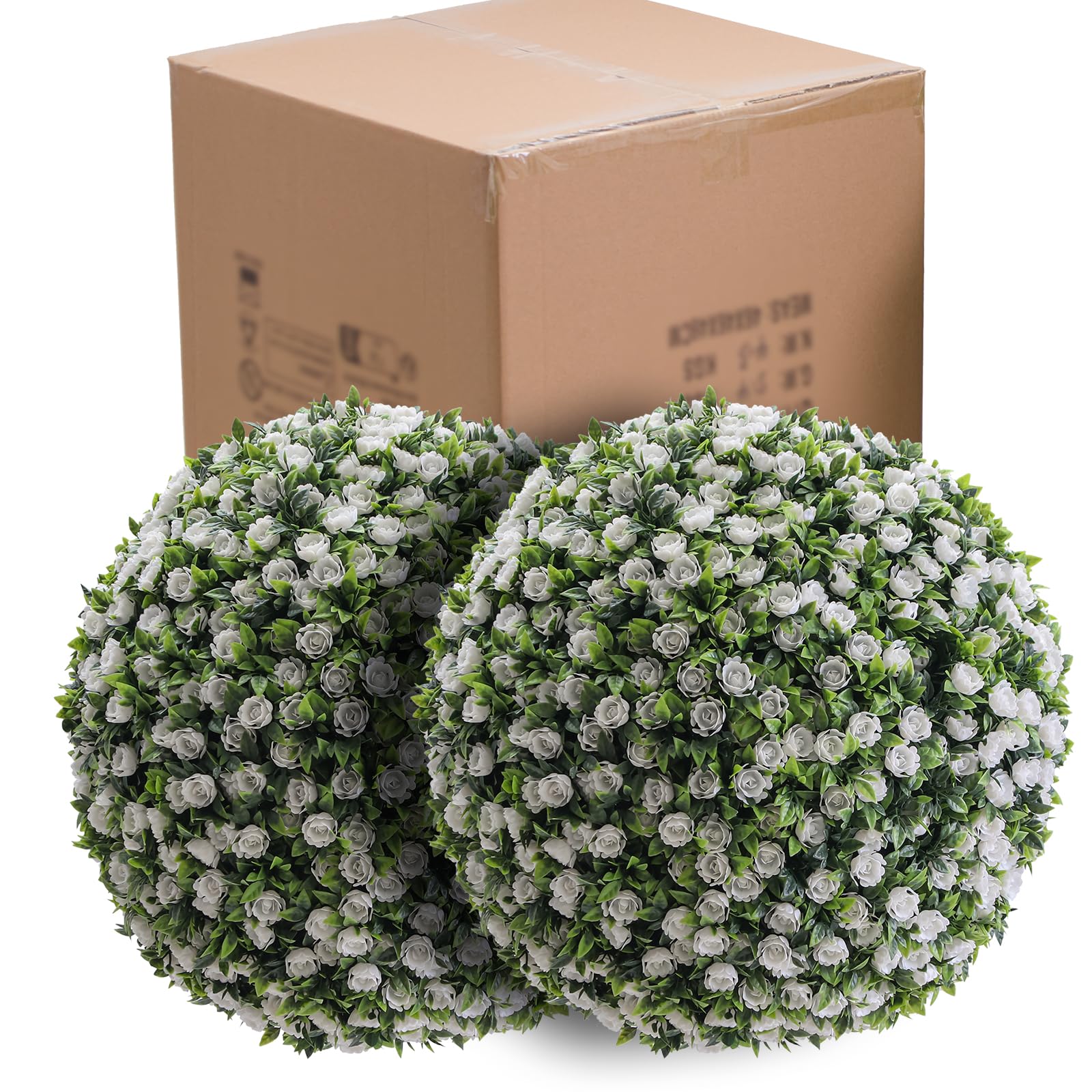 Garvee, palline di fiori artificiali da 17 pollici, set da 2, resistenti alle intemperie, facili da pulire, materiale PE, per giardino e matrimonio, verde