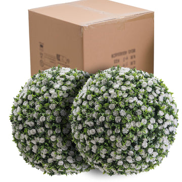 Garvee, palline di fiori artificiali da 17 pollici, set da 2, resistenti alle intemperie, facili da pulire, materiale PE, per giardino e matrimonio, verde