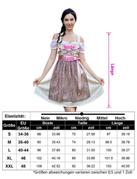 Garvee Abito Dirndl da donna, set Oktoberfest bavarese - Camicetta da 3 pezzi, maniche corte, abbigliamento bavarese, floreale 08, taglia 36
