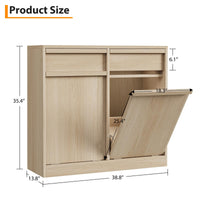 Pattumiera Garvee Modern da 37.85 L, a prova di animali domestici, in legno, autoportante per cucina e soggiorno, salvaspazio, sistema di inclinazione