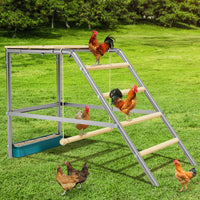 Garvee Chicken Perch con altalena e mangiatoia per pollaio e fattoria, 37,4"x18,9"x28", legno e metallo zincato, resistente