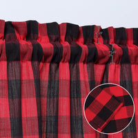 Tenda decorativa per finestra Garvee Cafe con tasca per asta, motivo a quadri Buffalo, filtrante la luce, poliestere, 56x15 pollici, cucina