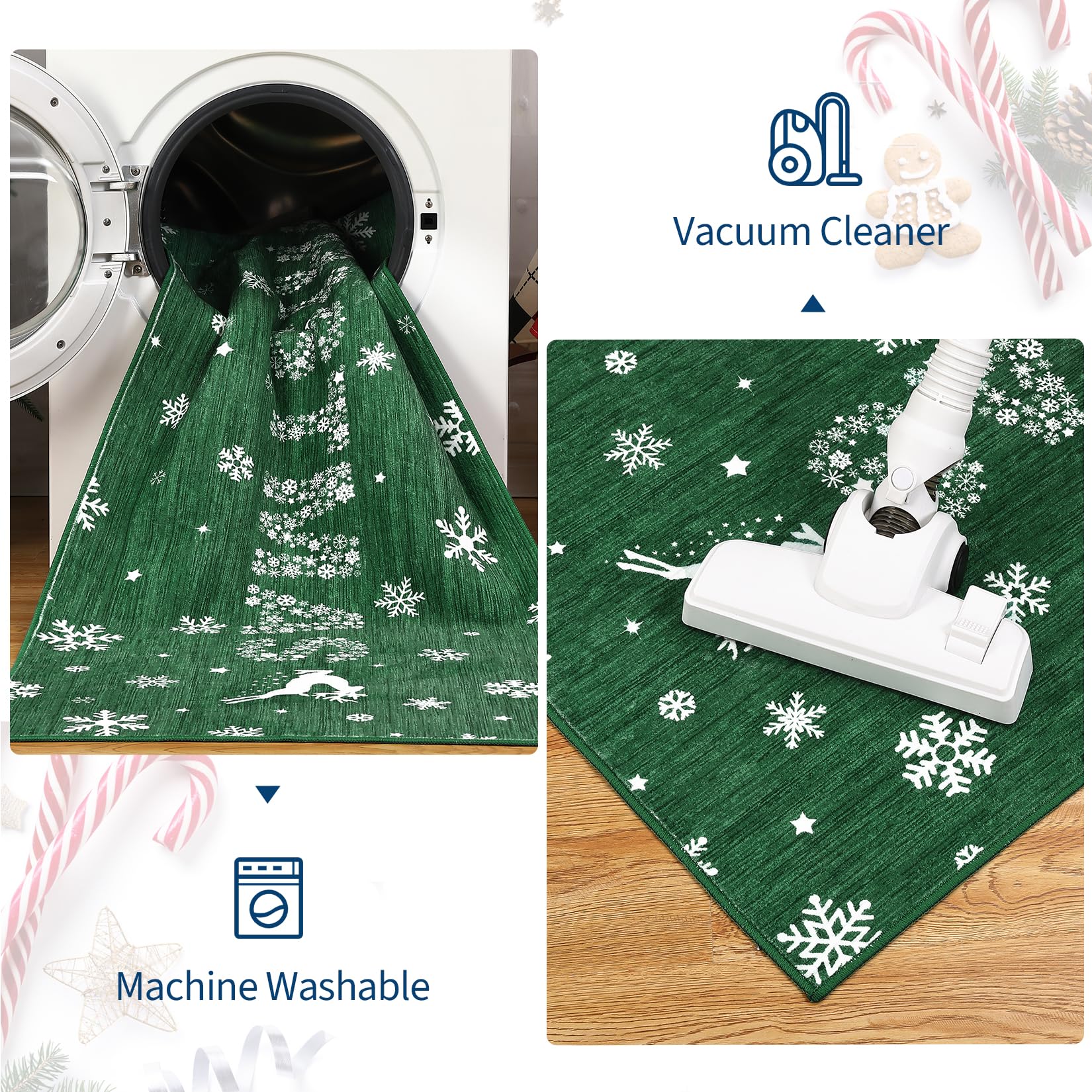 Tappeto per soggiorno Garvee, tappeto natalizio, verde alce, lavabile, antiscivolo, per camera da letto, cucina, sala da pranzo, ufficio, 160x230 cm