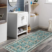 Tappeto decorativo da interno Garvee Boho, motivo floreale nero, antiscivolo, a pelo corto, 80x150 cm, per soggiorno, cameretta dei bambini, sala giochi