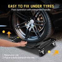 Set di 2 carrelli per ruote auto Garvee con rulli in acciaio da 3,5 pollici per officina e garage, capacità di carico 5000 libbre, stabile, design migliorato