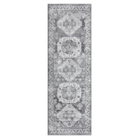 Tappeto vintage per soggiorno Garvee, morbido tappeto orientale lavabile per camera da letto, grigio, 60x230 cm