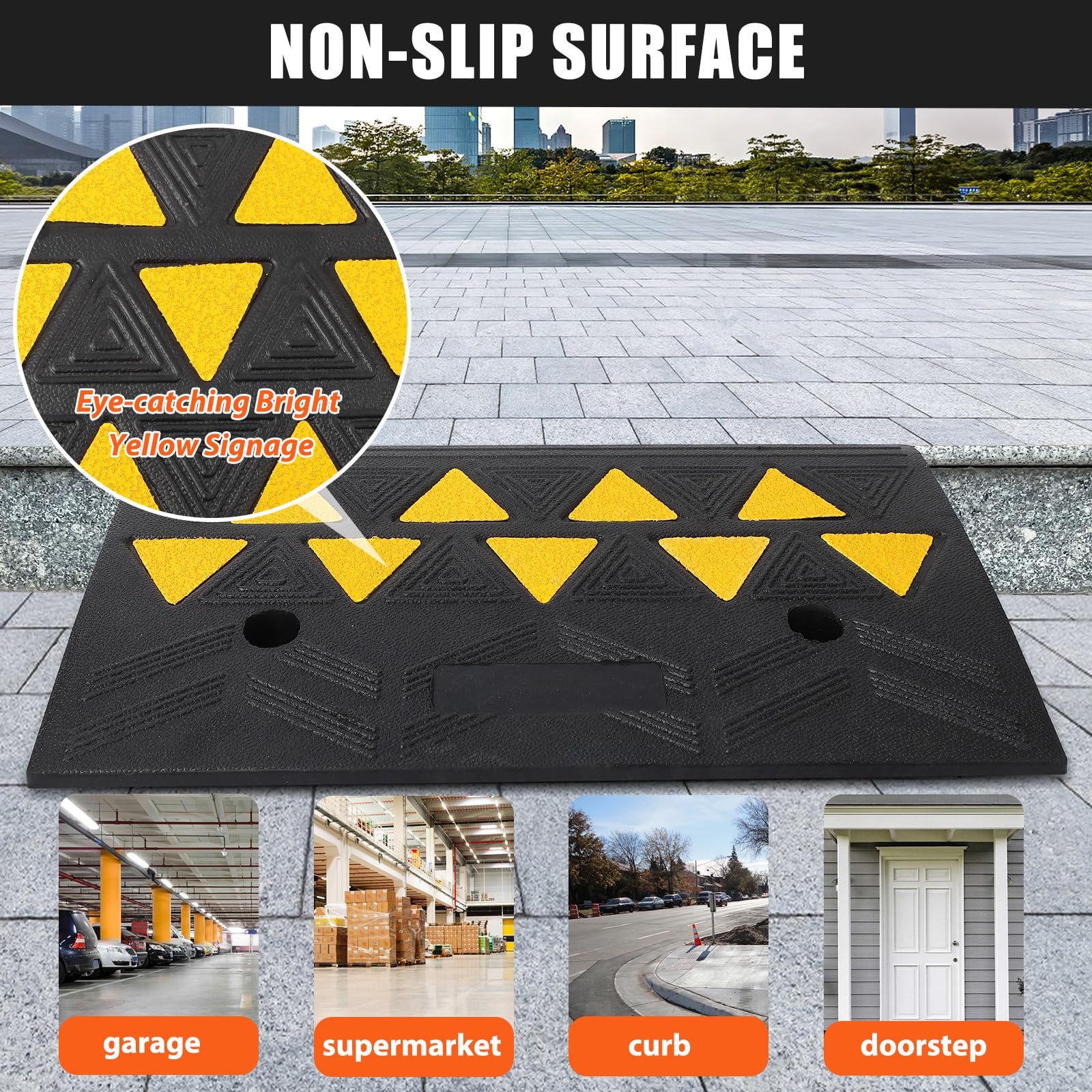 Rampa in gomma per impieghi gravosi Garvee, capacità di carico di 15 tonnellate, con protezione per cavi, per garage e area di carico, altezza 4,1", antiscivolo, resistente ai raggi UV