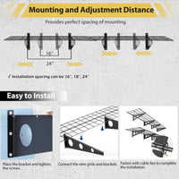Mensola da parete Garvee da 2 pezzi, 1x6 piedi, in acciaio verniciato a polvere con ganci per officina e magazzino, 72"x12"x6", nera, capacità di carico di 600 libbre