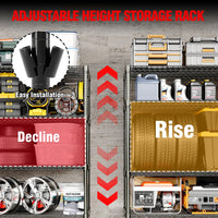 Scaffalatura per carichi pesanti Garvee da 71" di altezza con capacità di 2640 libbre, 4 ripiani, acciaio, ruote e piedini per garage e magazzino, 59" di larghezza x 17,7" di profondità, grigio