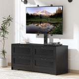 Supporto TV Mobile Garvee con Braccio Regolabile e 4 Cassetti per Soggiorno e Camera da Letto, MDF e Acciaio, Gestione Cavi, per TV 80-216 cm, Nero - Nero