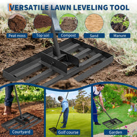 Rastrello Livellatore Prato Garvee 17"x10" Acciaio Inossidabile con Manico Regolabile - Regalo Perfetto per Festa del Papà per Giardino e Golf